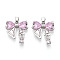 Brass Micro Pave Cubic Zirconia Pendants, Bowknot, Platinum, 18x16.5x4~4.5mm, Hole: 4x2.5mm