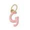 304 Stainless Steel Enamel Charms, with Jump Ring, Ion Plating(IP), Golden, Letter G, 12.5x7x1mm, jump ring: 6x0.8mm, 4.5mm inner diameter