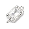 Brass Micro Pave Clear Cubic Zirconia Box Clasps, Rectangle, Platinum, 15.5x7.5x6.5mm, Hole: 1.4mm and 1.2mm
