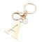 Stainless Steel Keychains, Golden, with Lobster Claw Clasps, Letter A, 97mm
