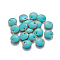 Brass Enamel Charms, Enamelled Sequins, Flat Round, Golden, Cyan, 10x1.7mm