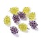 Autumn Theme Resin Pendants, 3D Printed, with Light Gold Plated Brass Loops, Grape, Mixed Color, 18x10~10.5mm, Hole: 1.5mm