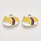 Alloy Enamel Kitten Pendants, Light Gold, Cat with Sushi Shape, Gold, 15x18x2mm, Hole: 1.8mm