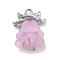 Alloy Resin Pendants, Rose, Pink, 21x11x3mm, Hole: 1.6mm