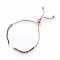 Brass Slider Bracelets Making, with Cubic Zirconia, Slider Bracelets Making, Lead Free & Cadmium Free, Black, Rose Gold, 8-5/8 inch(22cm), 1~2mm