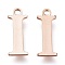 PVD Vacuum Plating  304 Stainless Steel Charms, Laser Cut, Alphabet, Rose Gold, Letter.I, 12.5x5x0.8mm, Hole: 1mm