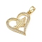 Brass Micro Pave Cubic Zirconia Pendants, Religious Theme, Virgin Mary, Cadmium Free & Lead Free, Real 18K Gold Plated, Heart, 25x22.5x2.5mm, Hole: 4.5x2.5mm