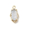 Brass Glass Charms, Rectangle Charms, Real 14K Gold Plated, Faceted, Alice Blue, 15x8x3.5mm, Hole: 1.4mm