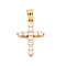 304 Stainless Steel Cubic Zirconia Pendants, Cross Charms, Ion Plating(IP), Golden, 25.5x17x3mm, Hole: 5x4.2mm