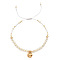 Natural White Jade Braided Bead Bracelet, Adjustable Bracelet with Flat Round Charms,