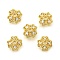 Flower Brass Micro Pave Cubic Zirconia Bead Caps, Rack Plating, Long-Lasting Plated, Lead Free & Cadmium Free, Golden, 6.5x6.5x2.5mm, Hole: 1mm