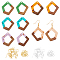 OLYCRAFT 50pcs Polygon Ring Resin Wooden Earring Pendants Resin Walnut Wood Earring Makings Kit Wood Earring Accessories with Earring Hooks Jump Rings for Earrings Necklace Making - 5 Colors