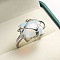 Brass & Opalite Finger Rings, for Women, Rectangle, Platinum, Alice Blue, US Size 9(18.9mm)