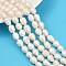 Natural Cultured Freshwater Pearl Beads Strands, Two Sides Polished, Grade 2A++, Lime, 8~9mm, Hole: 0.8mm, about 33~37pcs/strand, 13.90~14.25''(35.3~36.2cm)