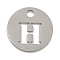 Non-Tarnish 304 Stainless Steel Pendants, Stainless Steel Color, Flat Round with Letter, Letter H, 19x1.2mm, Hole: 2.5mm