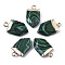 Synthetic Malachite Pointed Pendants, with Light Gold Plated Top and Brass Loop, Arrow, Faceted, 19x10.5x4.5mm, Hole: 1.8mm