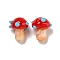 Handmade Lampwork Beads Strands, Mushroom, Red, 12~14.5x10~12mm, Hole: 1.2~1.8mm, about 23pcs/strand, 11.61~12.60 inch(29.5~32cm)
