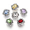 Tibetan Style Alloy Beads, Rectangle, with Rhinestone, Antique Silver, Mixed Color, 13.5x13x9.5~10mm, Hole: 1.6mm