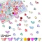 150Pcs 3 Styles Transparent Spray Printed Glass Beads, Star/Heart/Butterfly, Mixed Color, 7.5~8x8~15x4~4.5mm, Hole: 0.9~1mm, 50pcs/style