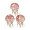 Brass Micro Pave Cubic Zirconia Stud Earring Findings with Natural Strawberry Quartz, Jellyfish, Facted, Rack Plating, 19.5x13mm, Hole: 1.8mm, Pin: 0.8x12.5mm