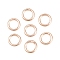 Brass Closed Jump Rings, Round, Rose Gold, 21 Gauge, 4x0.7mm, Inner Diameter: 2.5mm, about 50pcs/set