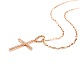 Tinysand cz jewelry 925 collares con colgante de cruz de circonita cúbica de plata esterlina TS-N017-RG-18-2