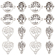 UNICRAFTALE 24pcs 2 Styles 201 Stainless Steel Tree of Life Link Connector Pendants Metal Flat Round Hollow And Heart Shape Linking Charm With 2 Holes Drop Dangle Earrings Charm for Jewelry Making STAS-UN0042-38-1
