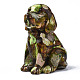 Ornamento modello cane assemblato in bronzo naturale e diaspro imperiale sintetico G-N330-61-2