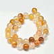 Brins de perles rondes de quartz hématoïde jaune naturel G-F266-09-10mm-2