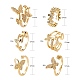 6Pcs 6 Styles Adjustable Brass Micro Pave Clear Cubic Zirconia Cuff Rings RJEW-LS0001-23G-3
