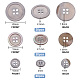 パンダホール エリート 3 スタイルの天然貝ボタン  4穴  衣類用アクセサリー  フラットラウンド  グレー  10~20x2~2.3mm  穴：1~1.8mm  100個/箱 BUTT-PH0001-21-2