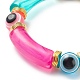 7 pièces tube incurvé acrylique 7 couleurs et ensemble de bracelets extensibles perlés mauvais œil en plastique BJEW-JB08962-6