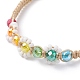 Bracelet de perles tressées en forme de fleur BJEW-TA00039-04-4