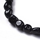 Natural Black Tourmaline Bead Stretch Bracelets BJEW-K213-36-3