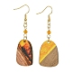Resin & Walnut Wood Arch Dangle Earrings EJEW-JE05506-03-1