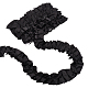 ファルバラサテンリボン  プリーツウェーブリボン  衣料品用  ブラック  1-3/4~2インチ（45~50mm）  約4.92ヤード（4.5m）/カード OCOR-WH0047-62A-1