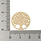 ラックメッキ真鍮製コネクタチャーム  長持ちメッキ  木の模様が刻まれた金属装飾が施されたフラットラウンド  ライトゴールド  20x0.3mm  穴：1.6mm KKC-D001-20KCG-3