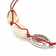 Acrylic & Alloy Shell Braided Bead Bracelet with Lampwork Evil Eye BJEW-JB08131-01-5