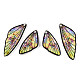 透明樹脂ウィングペンダントセット  金箔  蝶の羽のチャーム  カラフル  29.5~39.5x14.5x2.5mm  穴：0.8mm  2のペア/セット RESI-TAC0021-01A-2