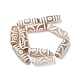 チベット風3目dziビーズ連売り  天然石瑪瑙ビーズ  染め＆加熱  長円形/楕円形  アンティークホワイト  28~32x10~12.5mm  穴：2mm  約10個/連  14.3~14.5インチ（36.5~37cm） TDZI-G012-35A-2
