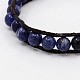 Natural Lapis Lazuli Cord Beaded Bracelets BJEW-F010-14A-2