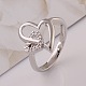 Coeur de strass de cristal d'alliage avec des anneaux de doigt de bande large de coeur pour la Saint-Valentin RJEW-JL047-02-2
