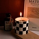 チェス盤模様列キャンドルジャー金型  蓋付きキャンドルホルダー用シリコンコンクリートモールド  エポキシレジン型  ホワイト  7.6x8.7cm DIY-G098-04-7