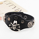 Punk Rock Skull with Cowboy Hat Alloy Cowhide Cord Studded Bracelets BJEW-P0001-27A-2