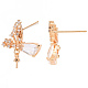 Brass Micro Pave Clear Cubic Zirconia Earring Findings KK-T062-223G-NF-3
