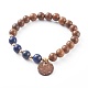 Bracelet en perles de bois et pierre BJEW-JB06104-2