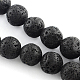 Brins de perles rondes en pierre de lave naturelle, noir, 10mm, Trou: 1.2mm, Environ 36 pcs/chapelet, 15.7 pouce