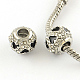 Rondelle with Enameled Heart Platinum Tone Alloy Rhinestone European Beads MPDL-R036-96A-1