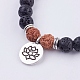 Yoga Theme Lava Rock Bodhi Wood Beads Stretch Charm Bracelets BJEW-L620-02C-2