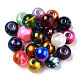 Perles en verre rondes peint à la bombe couleur mixte et style mixte DGLA-X0003-12mm-1